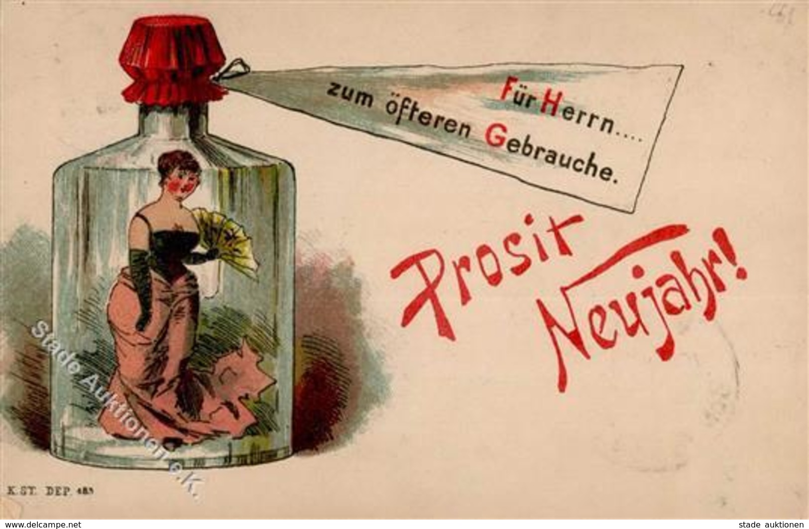 Vorläufer Plauen (O9900) Neujahr Frau In Flasche 1886 I-II Bonne Annee - Non Classificati