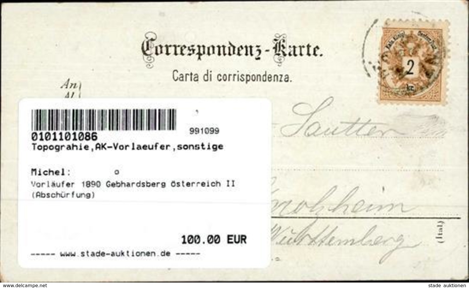 Vorläufer 1890 Gebhardsberg Österreich II (Abschürfung) - Non Classificati