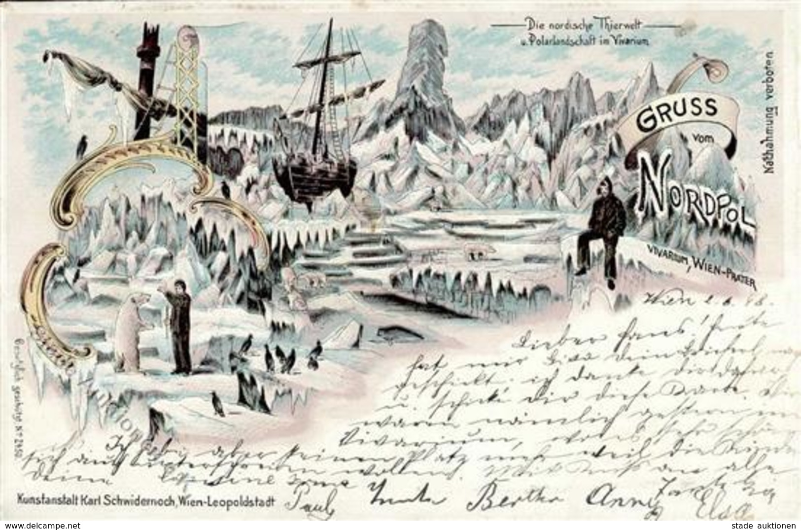 Expedition Nordpol Wien (1010) Österreich Vivarium Lithographie 1898 I-II - Non Classificati