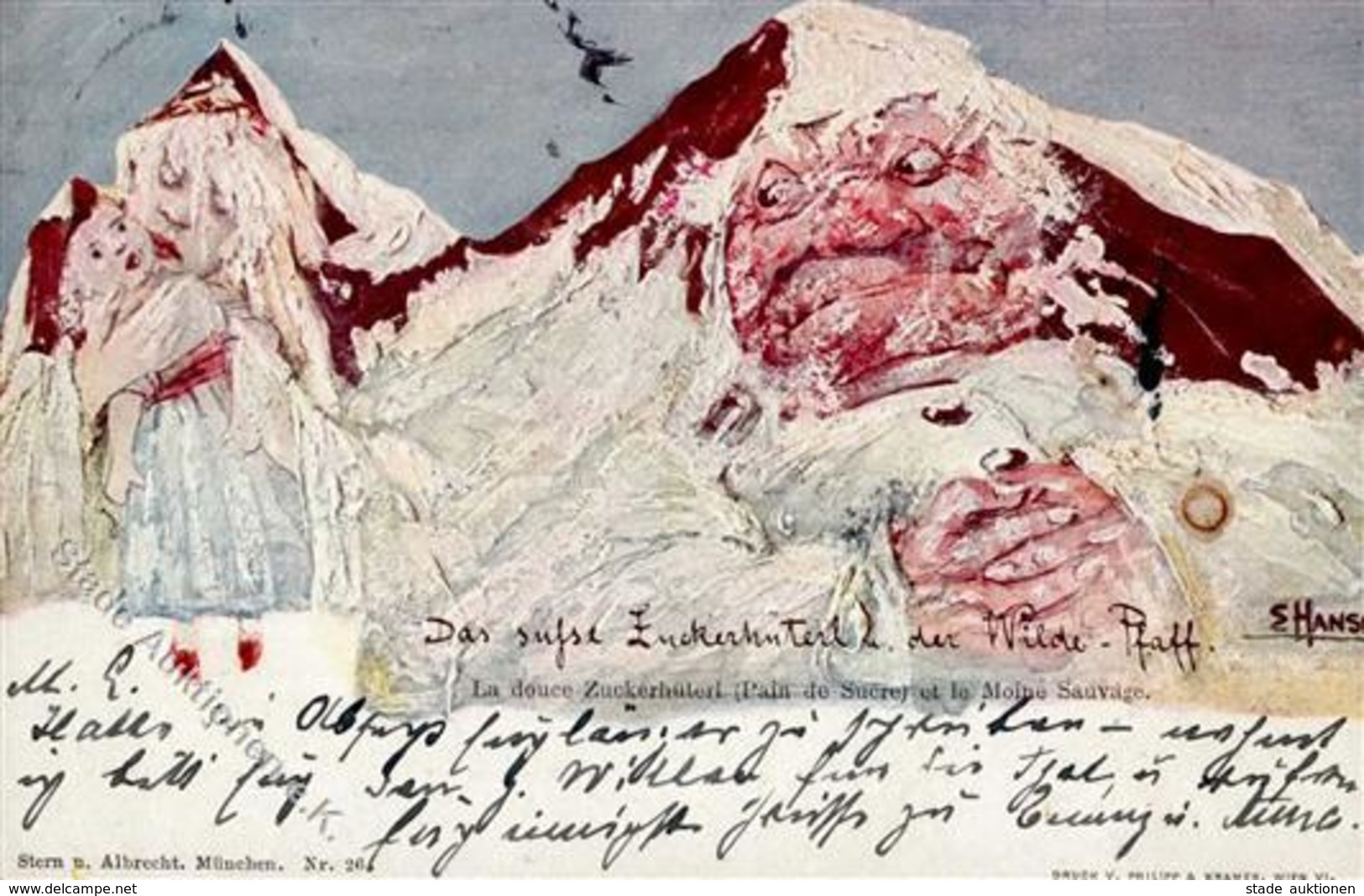 Berggesichter Sign. Hansen Das Süße Zuckerhüterl Und Der Wilde Pfaff 1898 I-II Face à La Montagne - Märchen, Sagen & Legenden