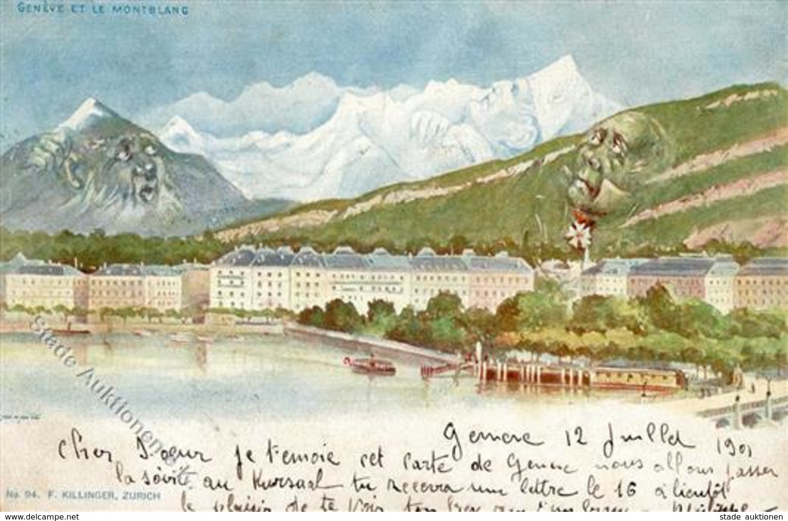 Berggesicht Geneve Und Der Montblanc Künstlerkarte 1901 I-II - Fiabe, Racconti Popolari & Leggende