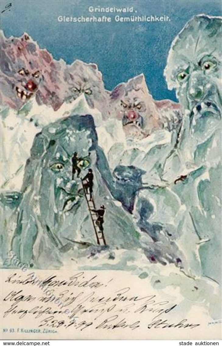 Berggesicht Grindelwald Gletscherhafte Gemütlichkeit Sign. Schlemo, E.  Künstlerkarte 1899 I-II - Fiabe, Racconti Popolari & Leggende