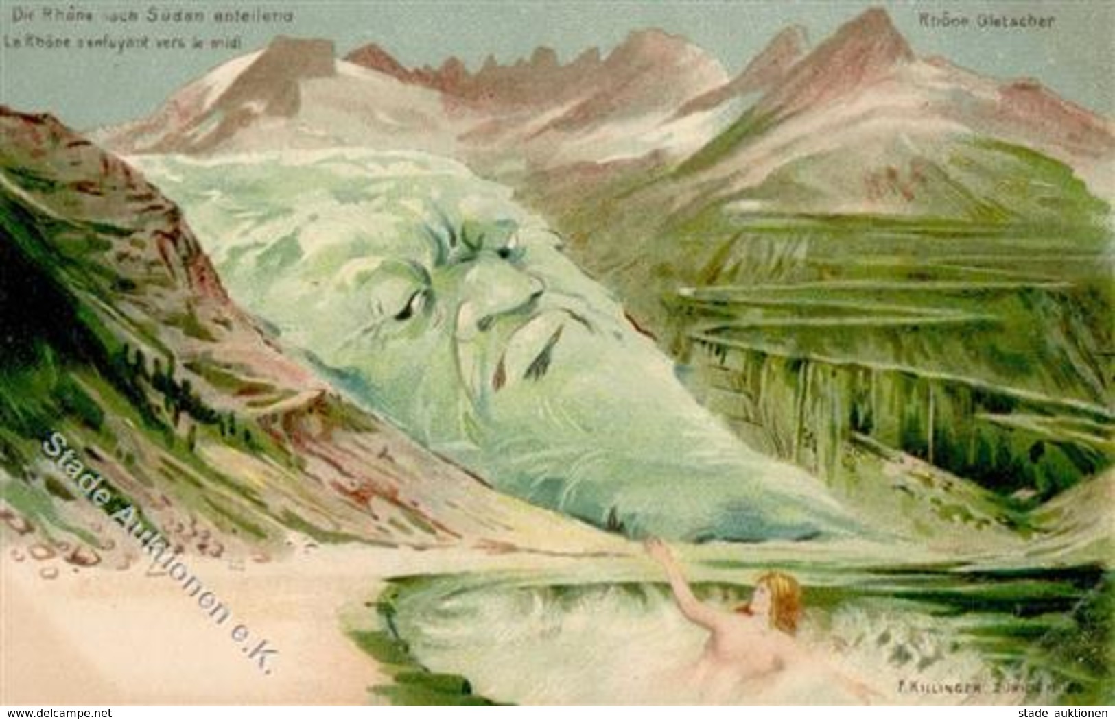 Berggesicht Rhone Gletscher Künstlerkarte I-II - Fiabe, Racconti Popolari & Leggende