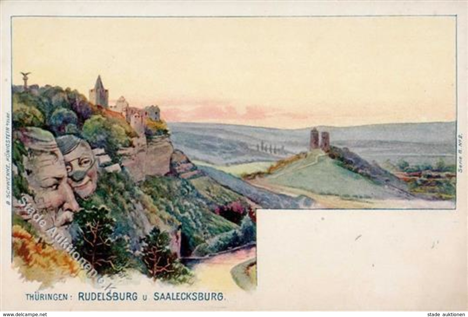 Berggesicht Rudelsburg Und Saalecksburg Künstlerkarte I-II - Fiabe, Racconti Popolari & Leggende