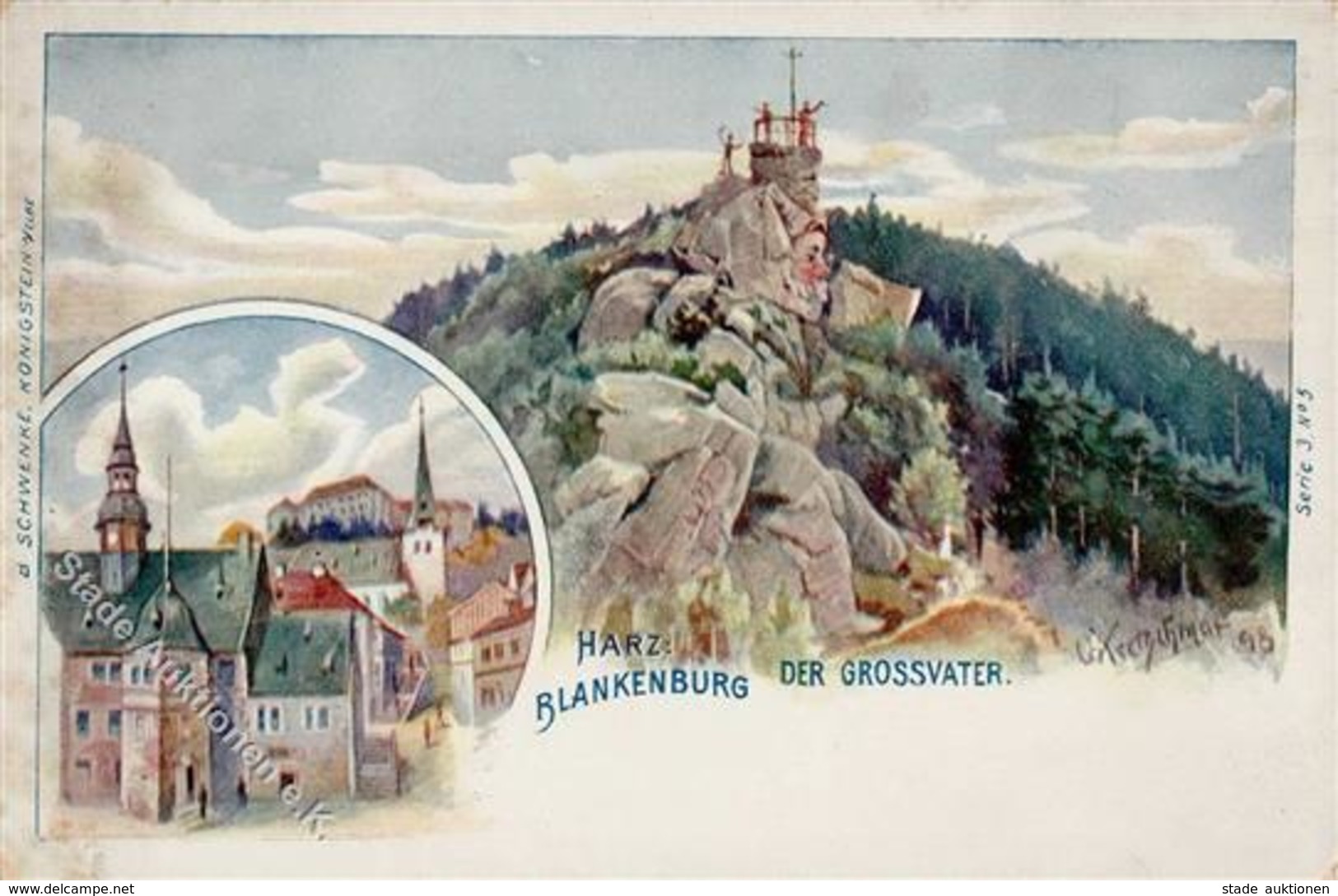 Berggesicht Sign. Kretschman Blankenburg Der Großvater Künstlerkarte I-II - Fiabe, Racconti Popolari & Leggende