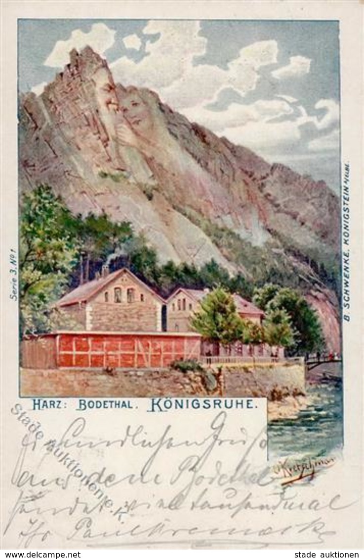 Berggesicht Sign. Kretschman Bodethal Königsruhe Künstlerkarte 1899 I-II - Fiabe, Racconti Popolari & Leggende