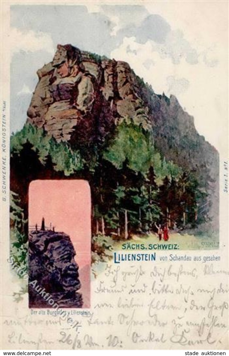 Berggesicht Sign. Schmit, W. Lilienstein Künstlerkarte I-II - Fiabe, Racconti Popolari & Leggende