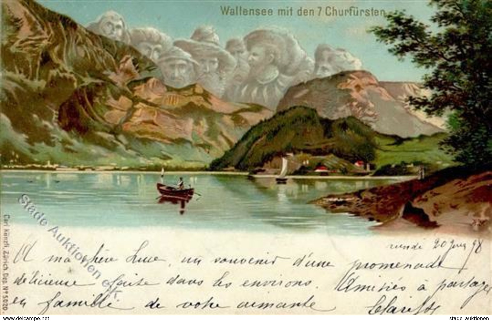 Berggesicht Wallensee Mit Den 7 Churfürsten Künstlerkarte 1898 I-II - Fiabe, Racconti Popolari & Leggende
