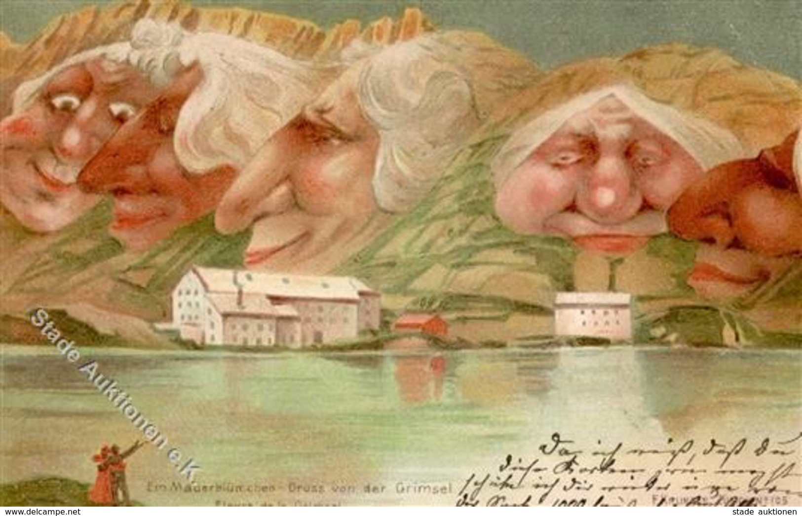 Berggesichter Ein Mauerblümchen Von Der Grimsel Künstler-Karte I-II (Eckbug) Face à La Montagne - Fiabe, Racconti Popolari & Leggende