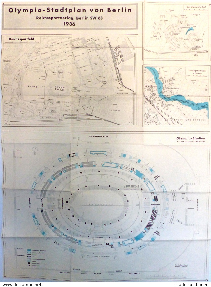Olympiade 1936 Berlin Stadtplan Mit Plan Vom Olympischen Dorf II - Giochi Olimpici