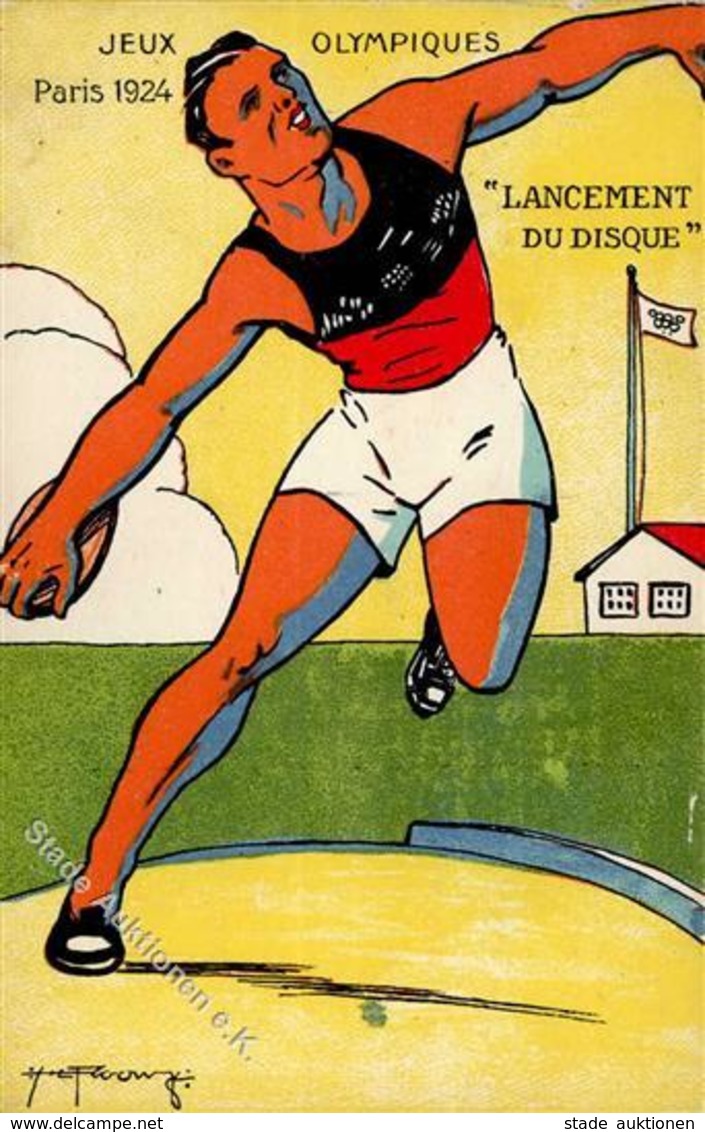 Olympiade Paris (75000) Frankreich Diskuswerfen 1924 Künstlerkarte I-II - Giochi Olimpici