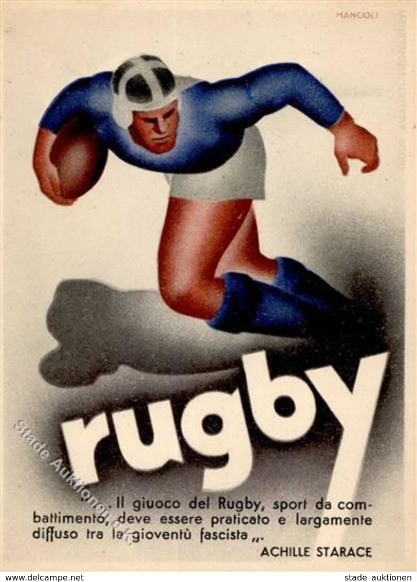 Sport Rugby Sing. Mancioli Künstlerkarte I-II - Altri & Non Classificati