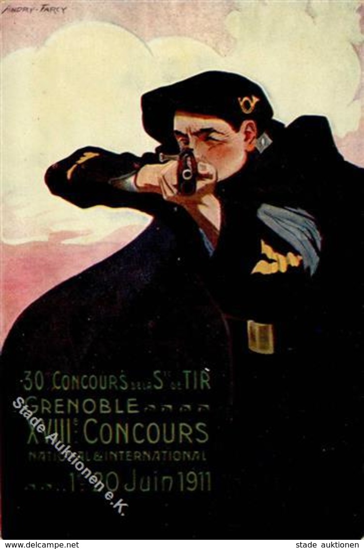 Schützen Grenoble (38000) Frankreich Concours Sign. Farey, A. Künstlerkarte 1911 I-II - Tiro (armi)