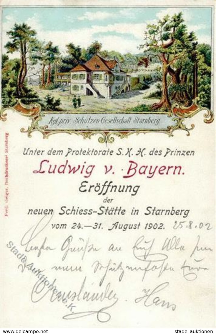 Schützen Starnberg (8130) Kgl. Priv. Schützengesellschaft Eröffnung Der Neuen Schieß-Stätte Lithographie 1902 I-II - Tiro (armi)
