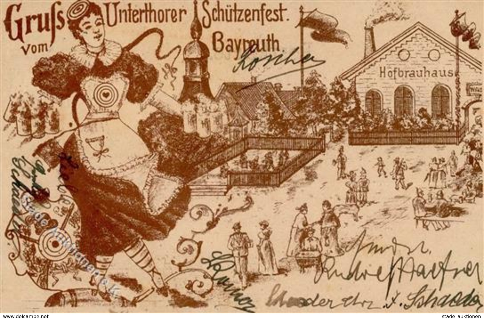 Schützenfest Bayreuth (8580) Unterthorer Schützenfest 1898 I-II (fleckig) - Tiro (armi)