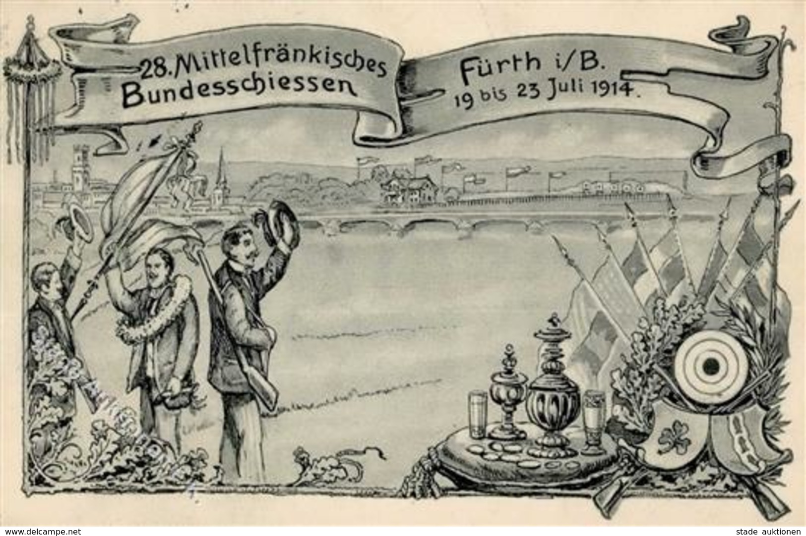 Schützenfest Fürth (8510) 28. Mittelfränkisches Bundesschießen 1914 I-II - Tiro (armi)