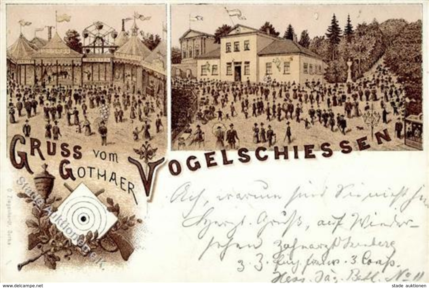 Schützenfest Gotha (O5800) Vogelschießen Lithographie 1899 I-II - Tiro (armi)