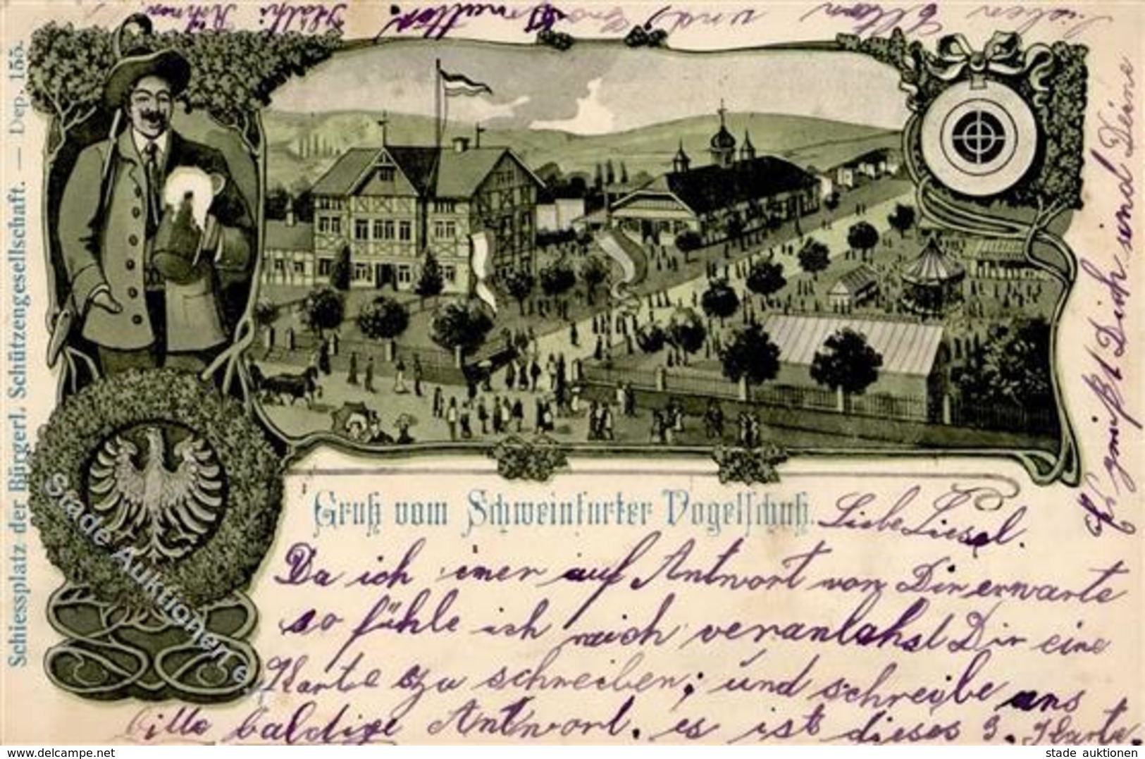 Schützenfest Schweinfurt (8720) Schweinfurter Vopgelschuss 1906 I-II - Tiro (armi)