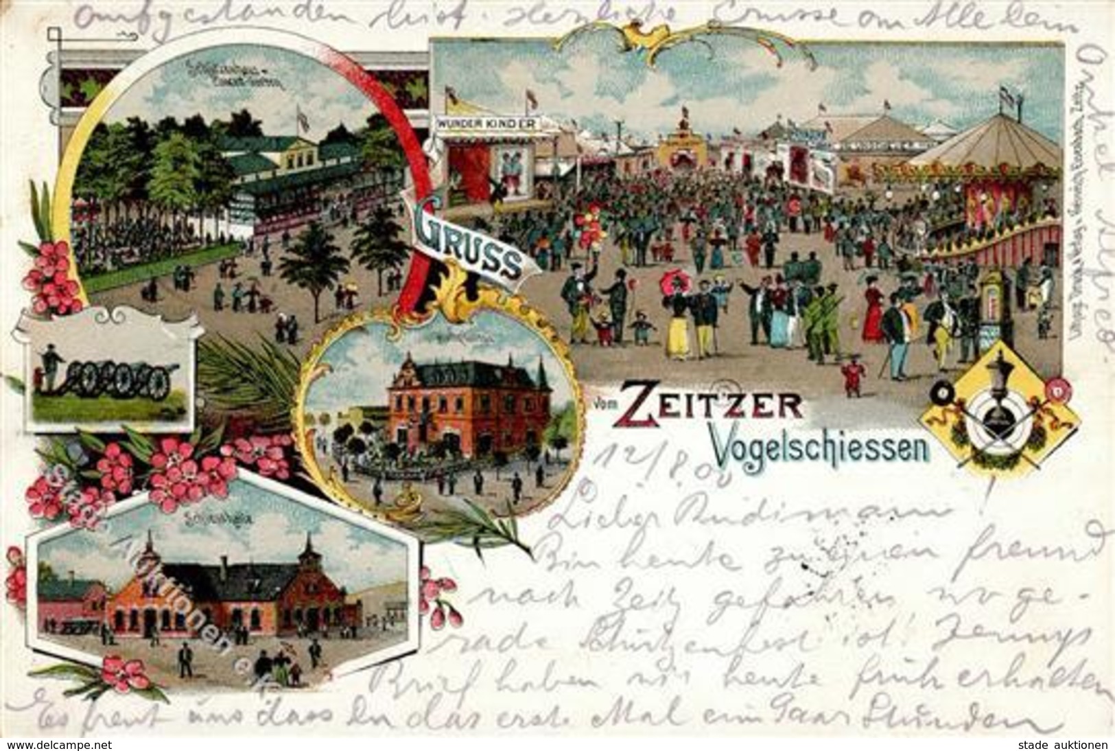 Schützenfest Zeitz (O4900) Vogelschießen Lithographie 1900 I-II - Tiro (armi)