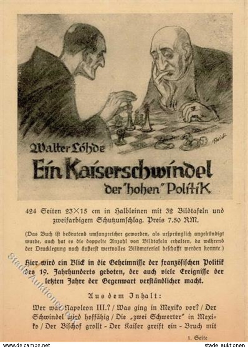 SCHACH - 3-fach-Klappkarte -Ein KAISERSCHWINDEL - Sign. Prop-Ak D. Ludendorff-Verlages I - Scacchi