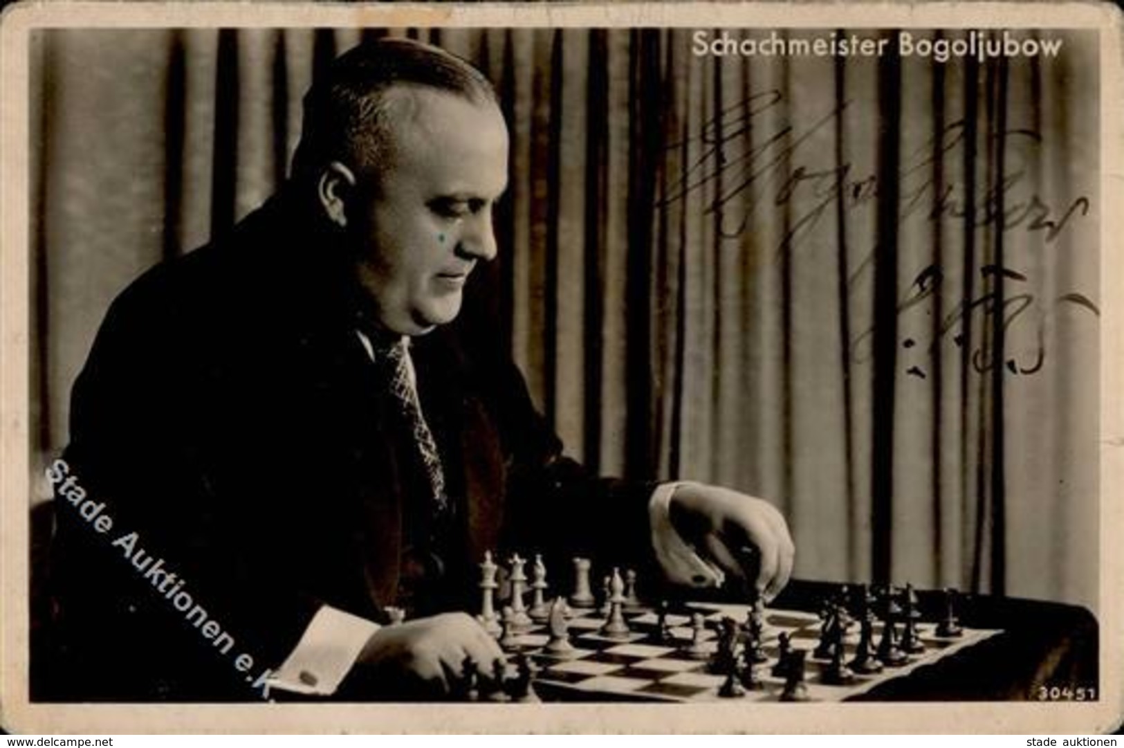 Schach Bogoljubow Schachmeister Mit Unterschrift Foto AK I-II (abgestoßen) - Schach