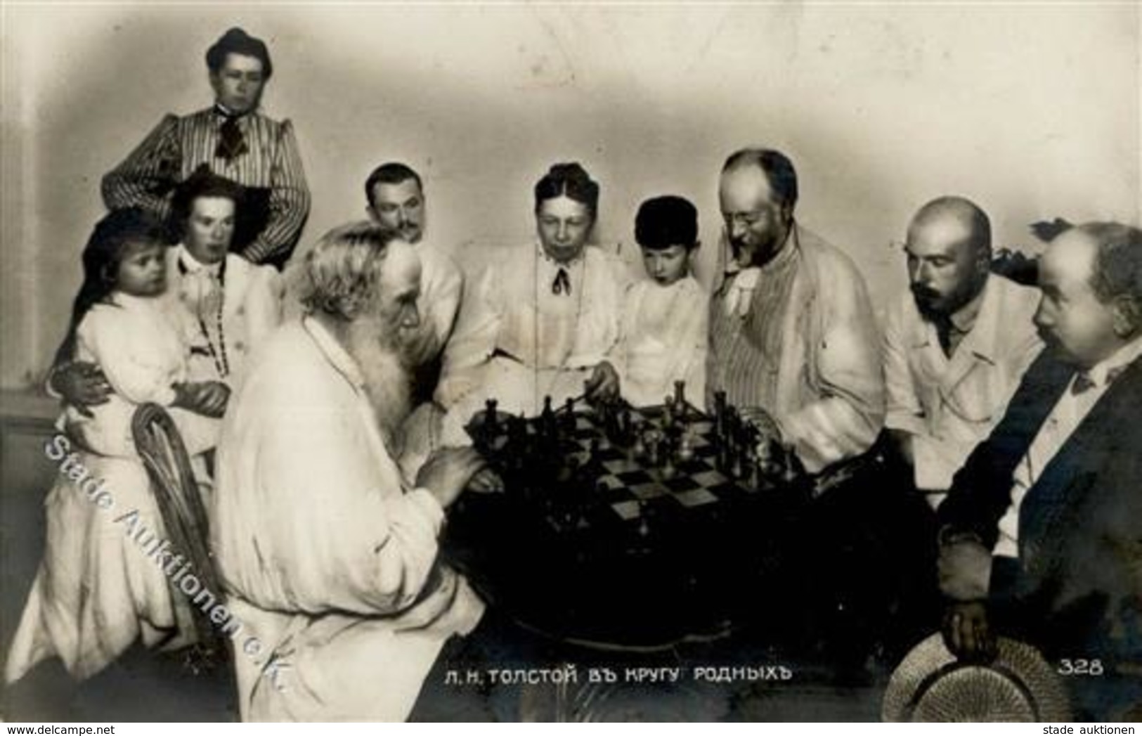 Schach Tolstoi, Leo Mit Familie Foto AK I-II - Scacchi