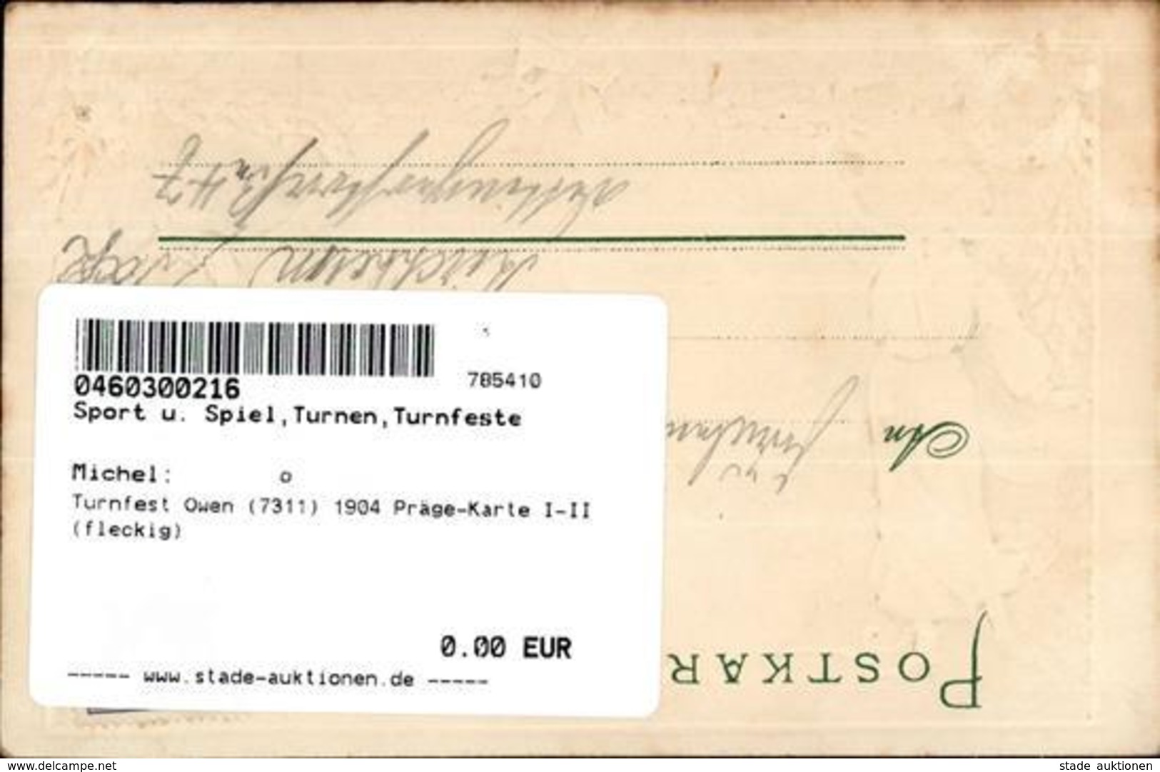 Turnfest Owen (7311) 1904 Präge-Karte I-II (fleckig) - Atletica