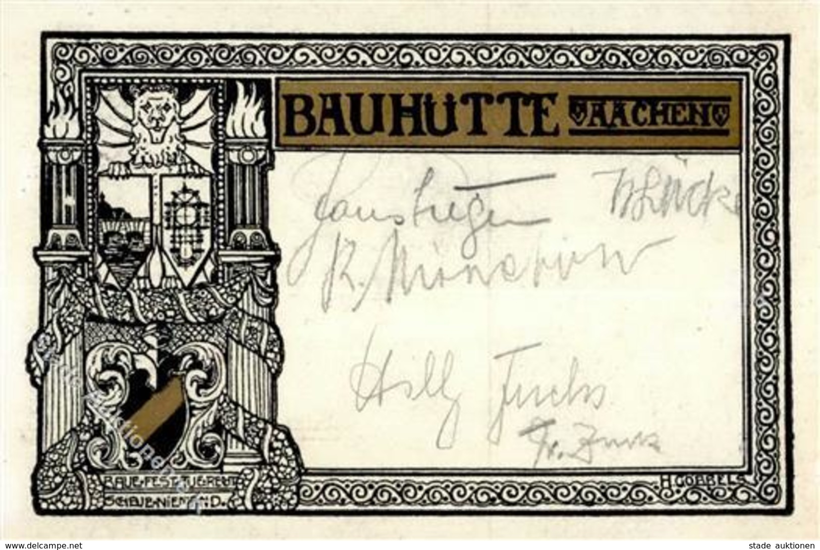 Studentika Aachen (5100) Bauhütte 1913 I-II - Ohne Zuordnung