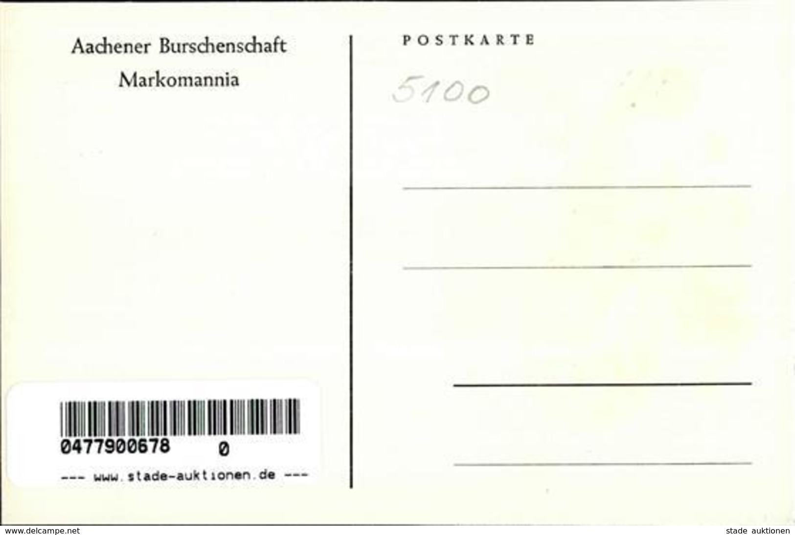 Studentika Aachen (5100) Burschenschaft Markomannia I- - Non Classificati