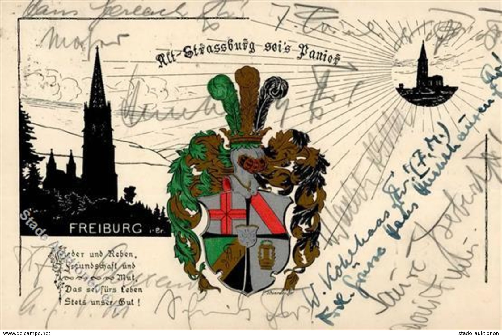 Studentika Alt Strassburg Sei's Panier Wappen I-II - Non Classificati
