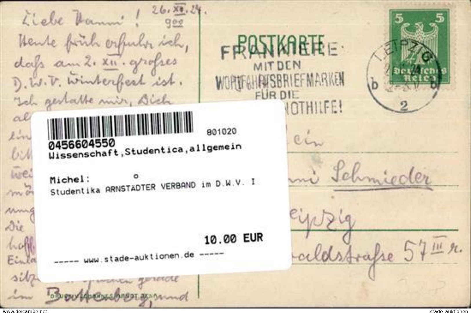 Studentika ARNSTÄDTER VERBAND Im D.W.V. I - Ohne Zuordnung