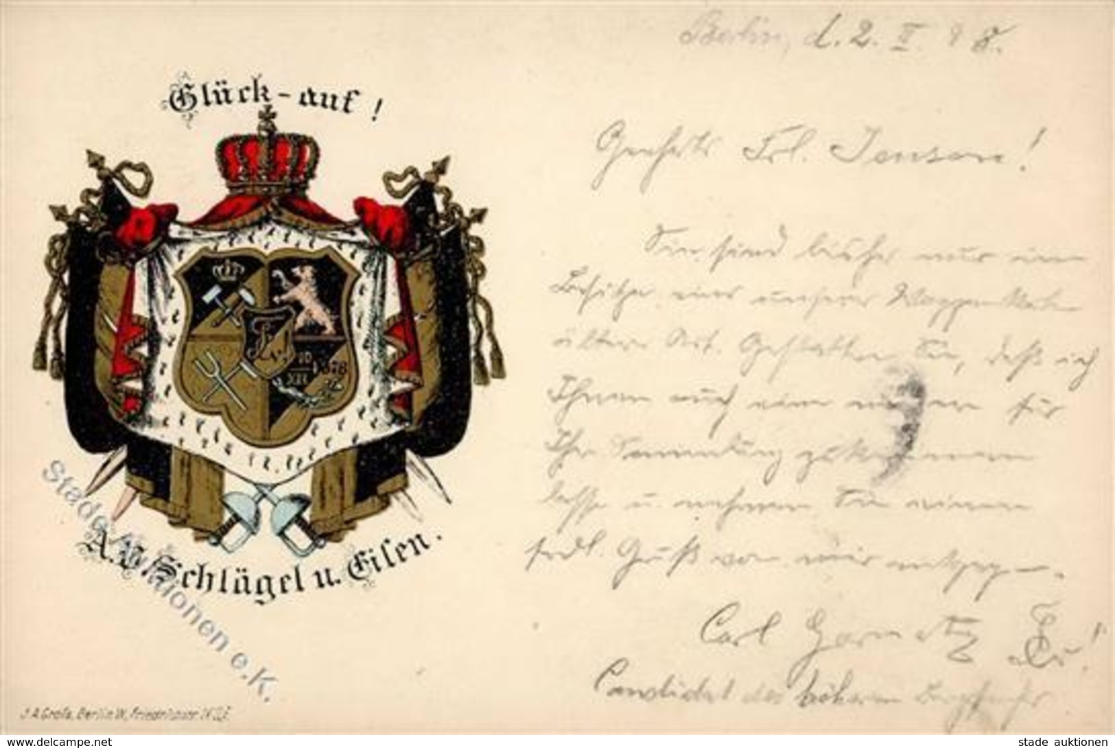 Studentika Berlin (1000) Glück Auf A.V. Schlägel U. Eisen  1899 I-II - Ohne Zuordnung