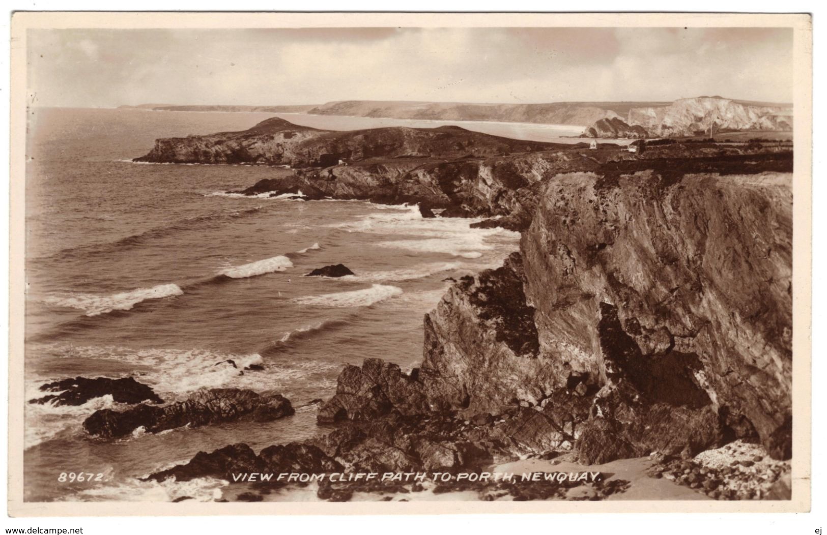 View From The Cliff Path To Porth Newquay Real Photo - Newquay