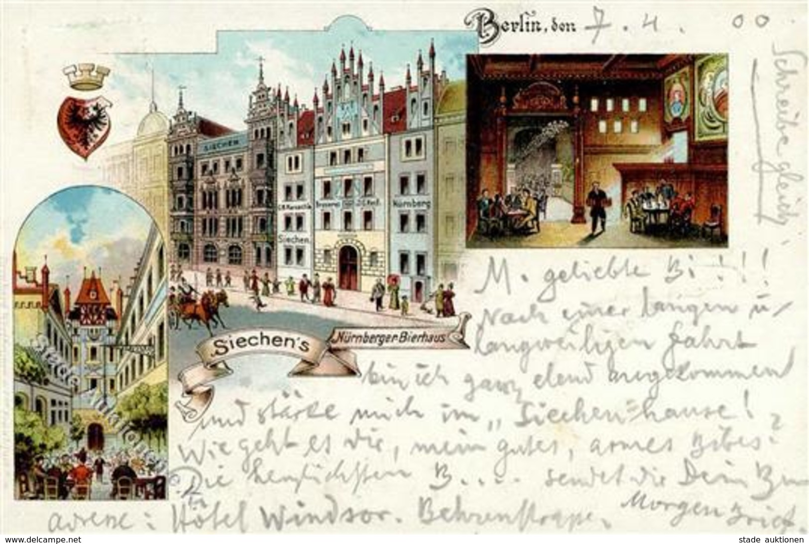 Berlin (1000) Brauerei J. G. Reif Gasthaus Siechens Nürnberger Bierhaus  1900 II (Ecken Abgestoßen, Randeinkerbung)) - Guerra 1914-18