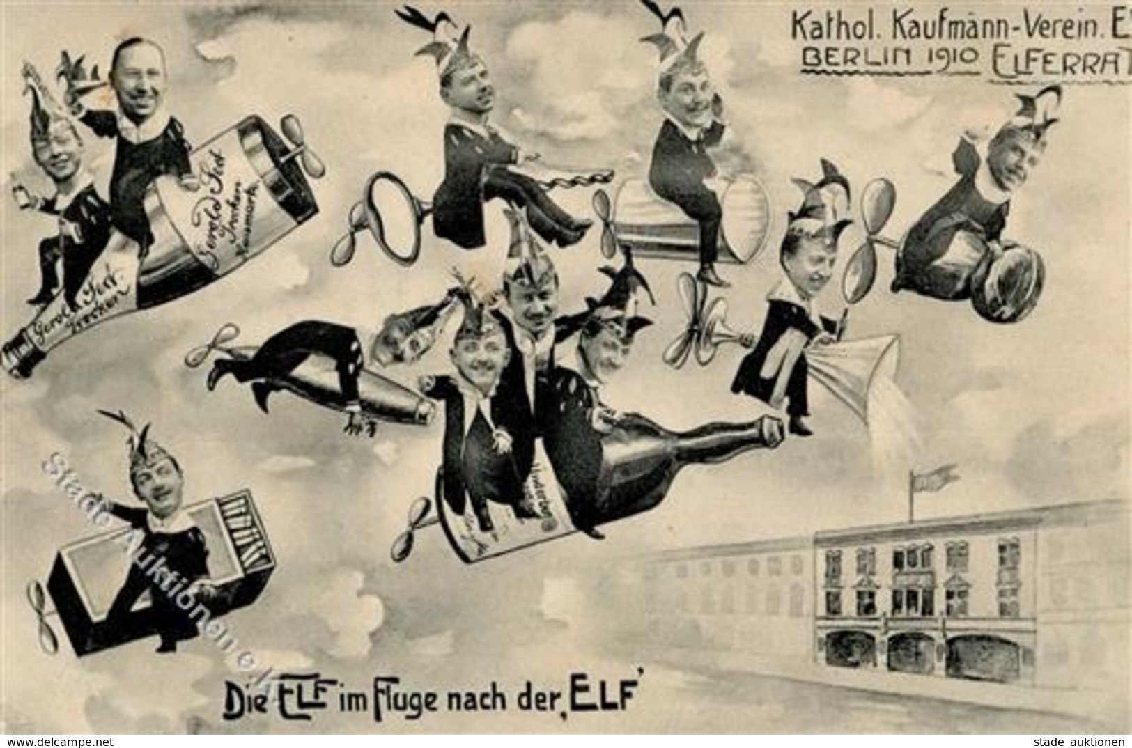 Berlin (1000) Katholischer Kaufmann-Verein Elferrat 1910 Karneval I- - Guerra 1914-18