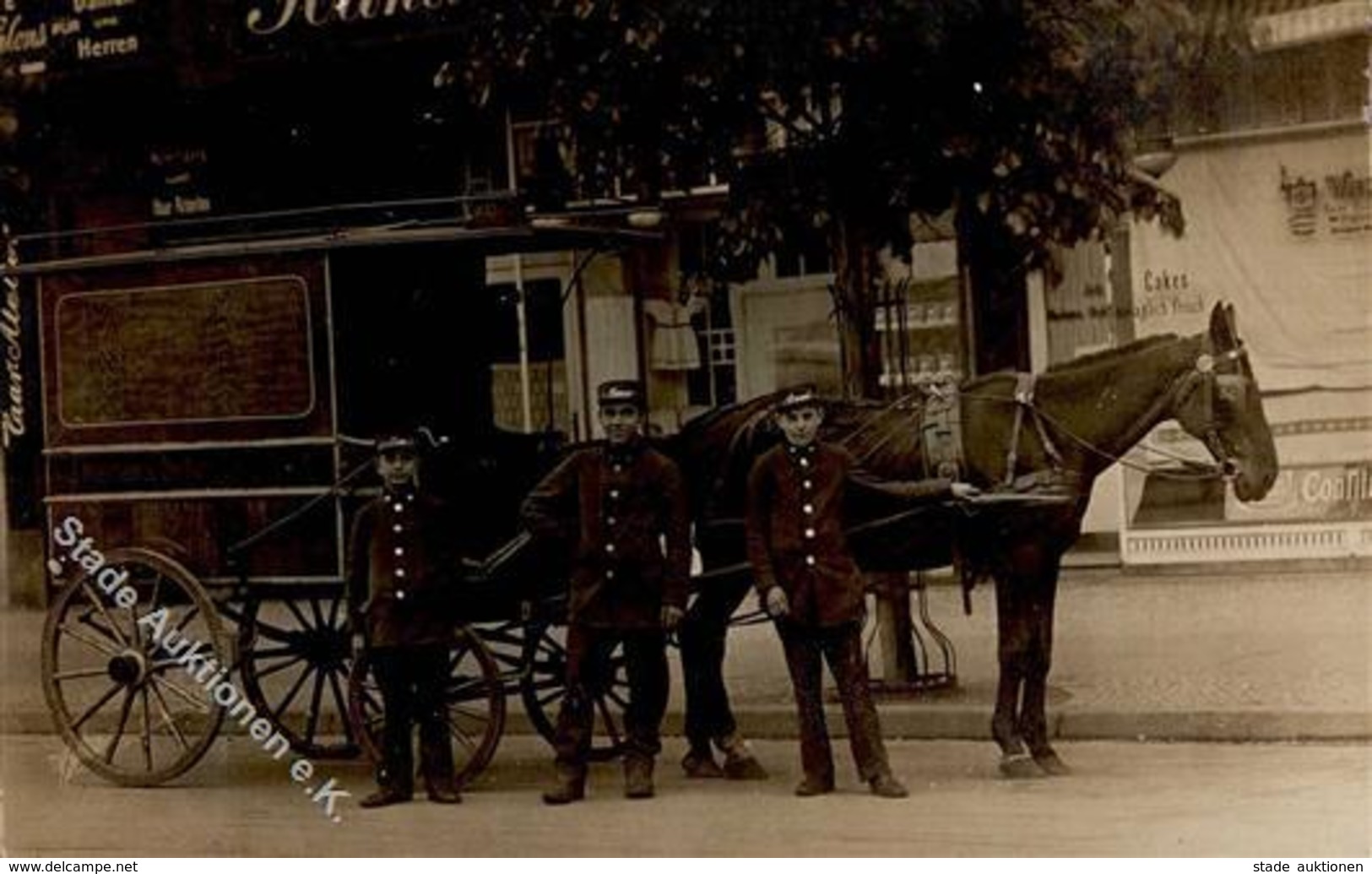 Berlin Friedrichshain (1000) Langestr. 80 Firma J. Mertens Kutsche Foto-Karte I-II - Guerra 1914-18