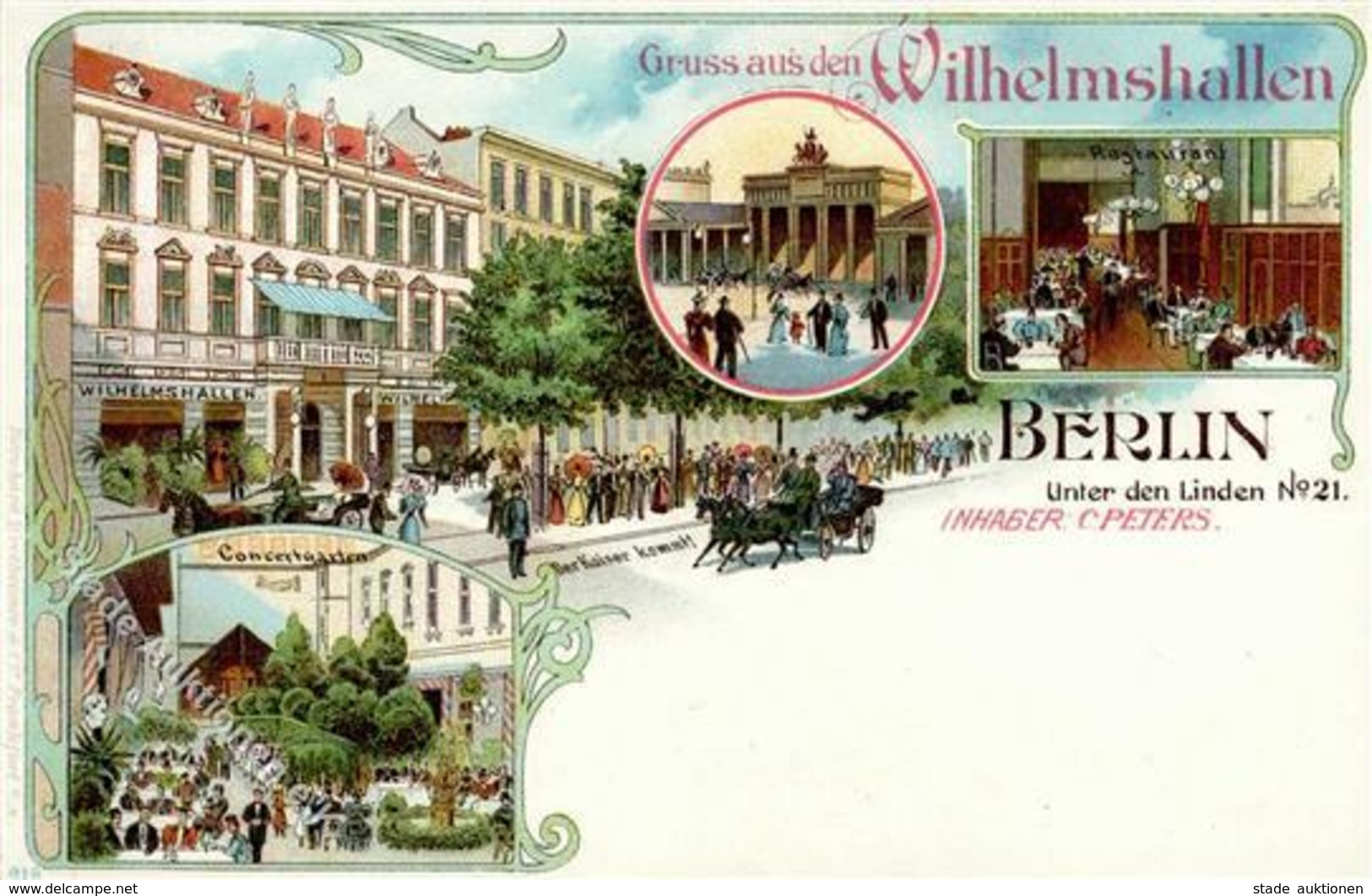 Berlin Mitte (1000) Gasthaus Wilhelmshallen Unter Den Linden 21 Brandenburger Tor  1901 II (Stauchung, Ecken Abgestoßen) - Guerra 1914-18