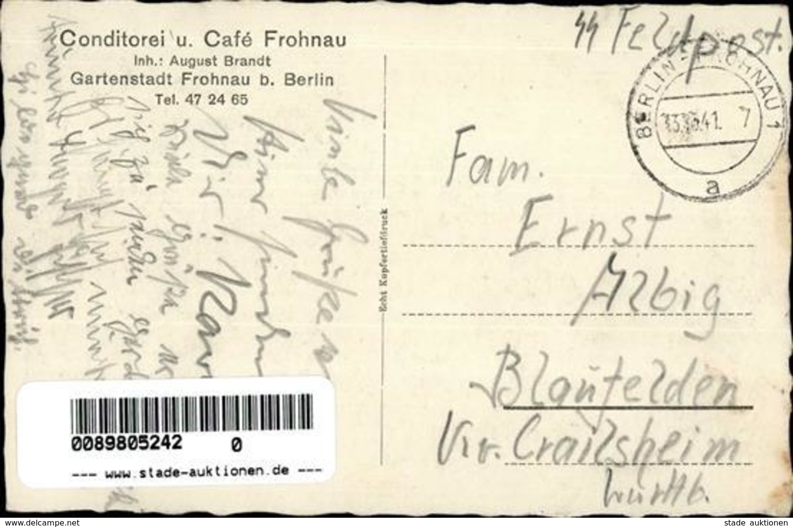 Frohnau (1000) Cafe Frohnau I- - Guerra 1914-18