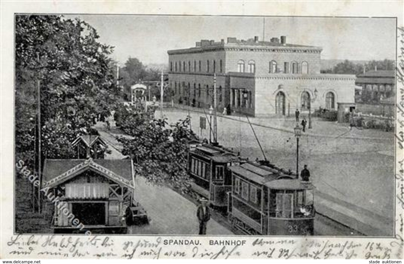 Spandau (1000) Bahnhof Straßenbahn  II (Stauchung, Marke Entfernt) - Guerra 1914-18