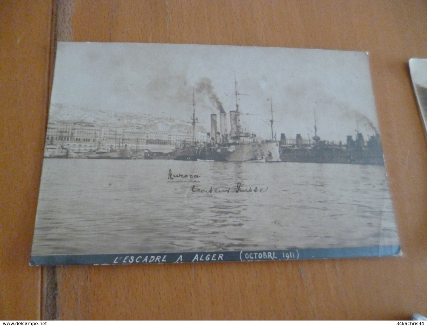 Carte Photo Alger Octobre 1911 L'Escadre Aurora Croiseur Russe - Algiers