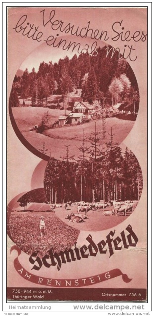 Schmiedefeld Am Rennsteig 1935 - Faltblatt Mit 10 Abbildungen - Reiseprospekte