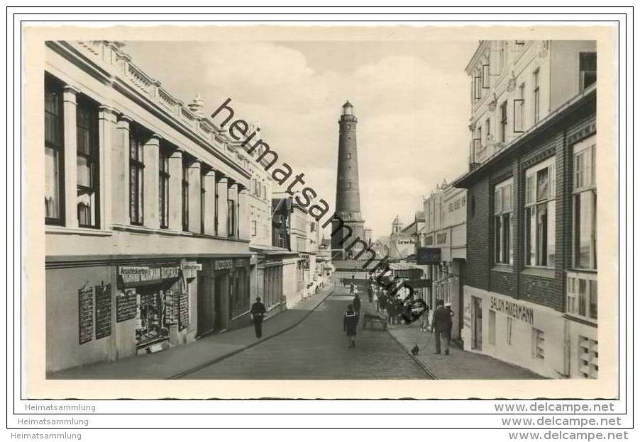 Nordseebad Borkum - Strassenzug - Leuchtturm - Ansichtskartengeschäft - Foto-AK - Borkum