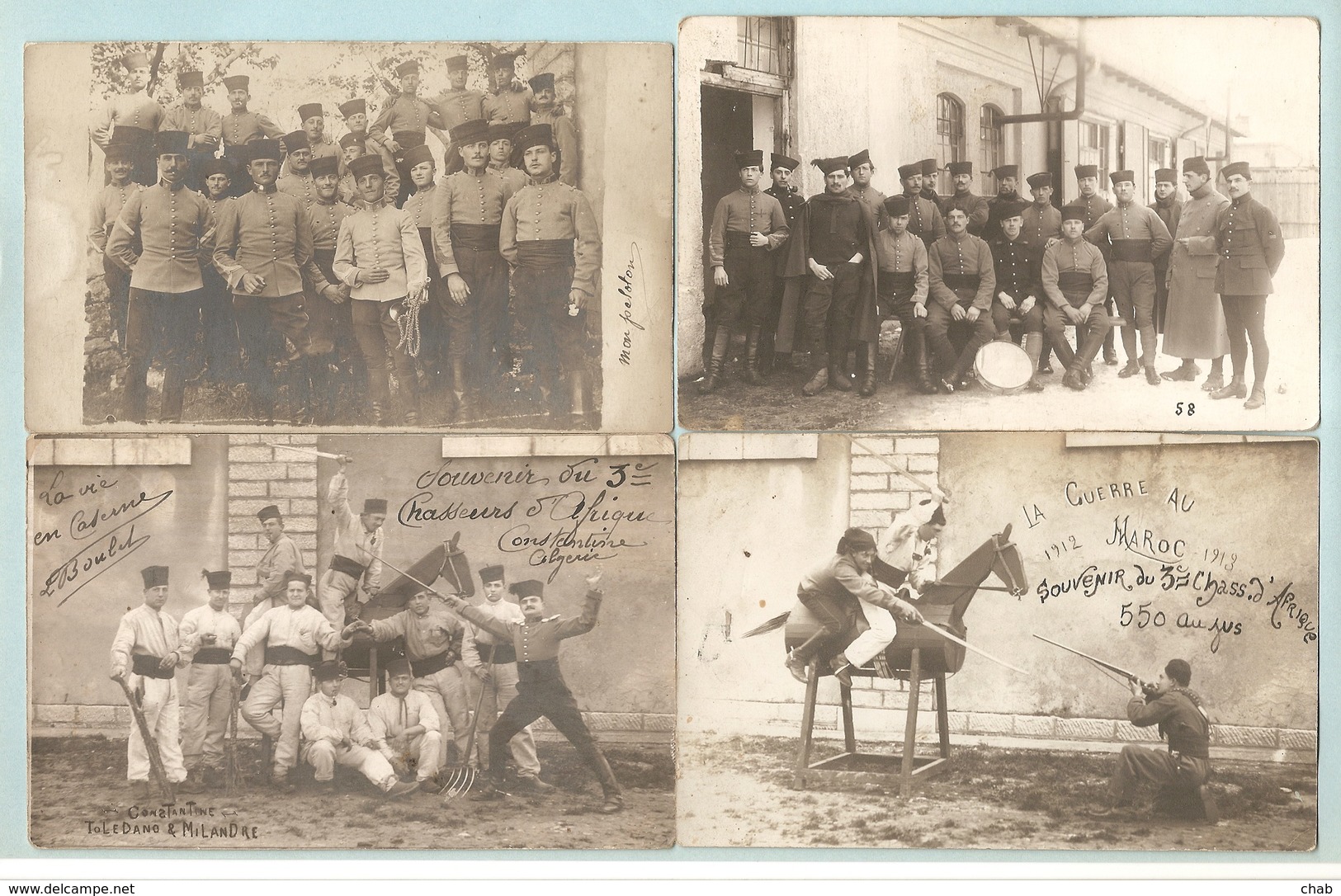 7 C.P.A Photos + 1 Photo Du 3iem Chasseurs D'Afrique Cantonné à Constantine, Algérie -- UNIFORMES - CHASSEURS D'AFRIQUE - Régiments