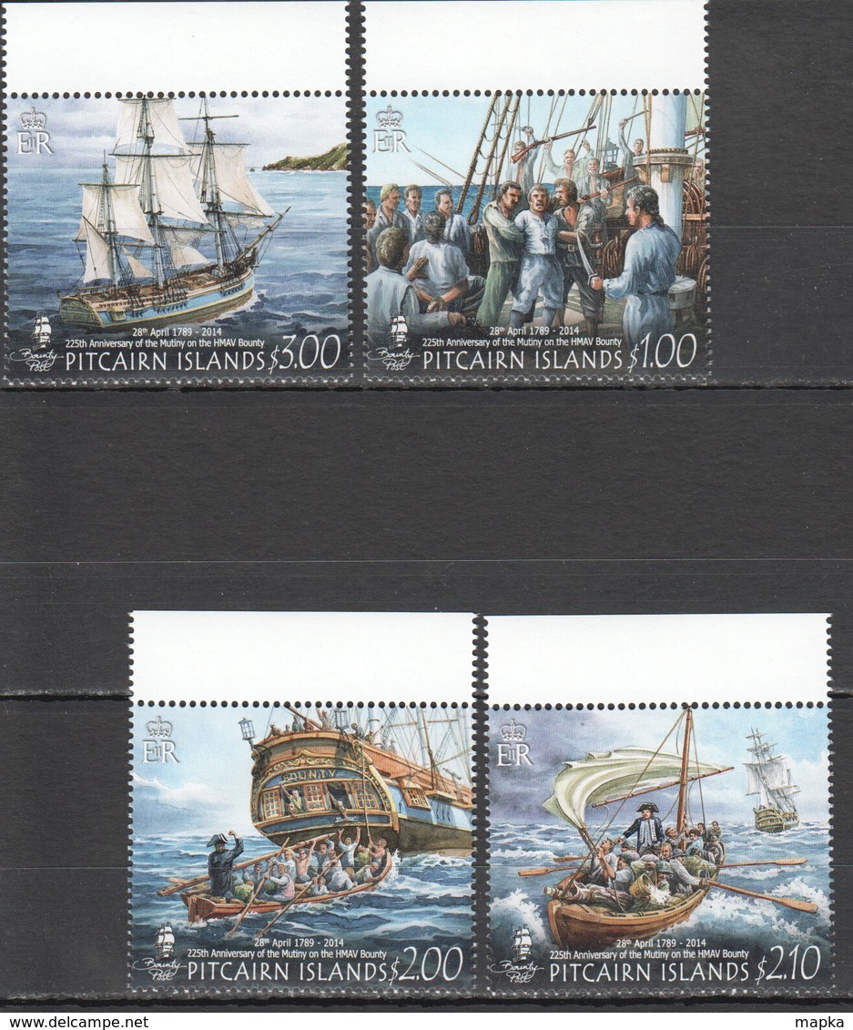 X164 PITCAIRN ISLANDS SHIPS & BOATS MUTINY ON THE HMAV BOUNTY 1SET MNH - Ships