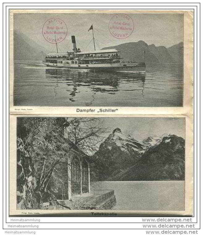 Karte Des Vierwaldstättersee 's Und Umgebung 1:100000 - Rückseitig 5 Abbildungen Und Fahrplan Sommersaison 1910 - Schweiz