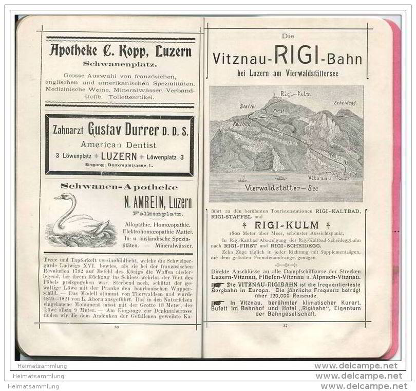 Schweiz - Gletschergarten Luzern Ca. 1900 - 64 Seiten Mit 12 Abbildungen Viel Wunderbare Werbung Lithografien Etc. - Reiseprospekte