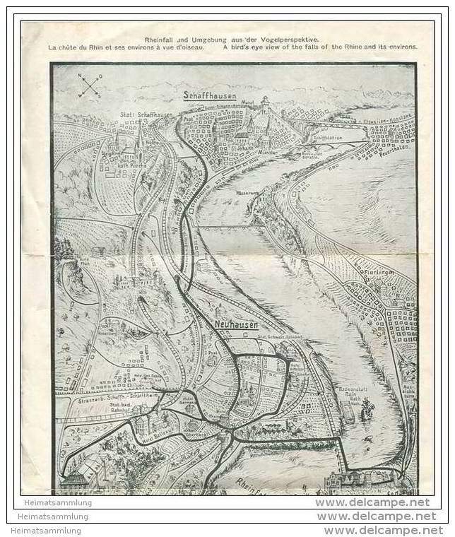 Schweiz - Rheinfall 1910 - Faltblatt Übersichtskarte Rheinfall Und Umgebung - Toeristische Brochures