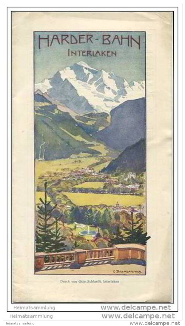 Harder-Bahn Interlaken Ca. 1910 - Faltblatt Mit 6 Abbildungen - Sommer-Fahrplan - Schweiz