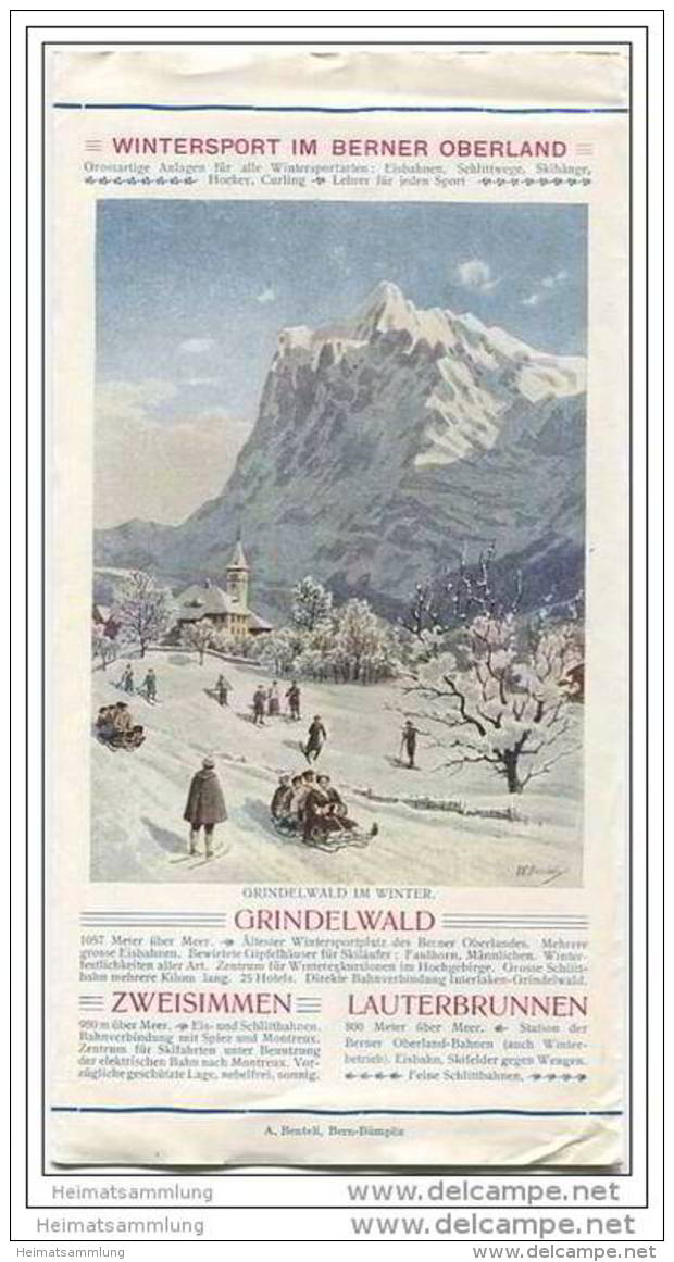 Berner Oberland Ca. 1910 - Faltblatt Mit 4 Abbildungen - Reiseprospekte