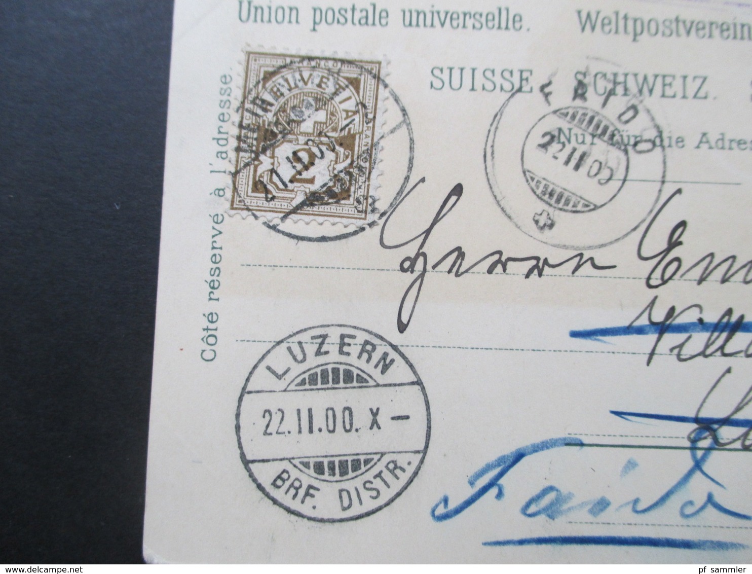 Schweiz 1900 Postkarte Gruss Vom Berner Oberland Rosenlaui. Ducksache Nach Luzern Villa Wiki Weitergeleitet Nach Faido - Storia Postale